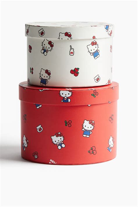 2-pack round storage boxes - Red/Hello Kitty - Home All | H&M IN