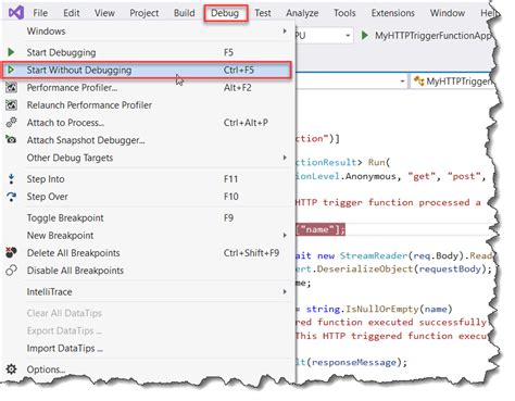 Debug Azure Functions Locally 的图像结果
