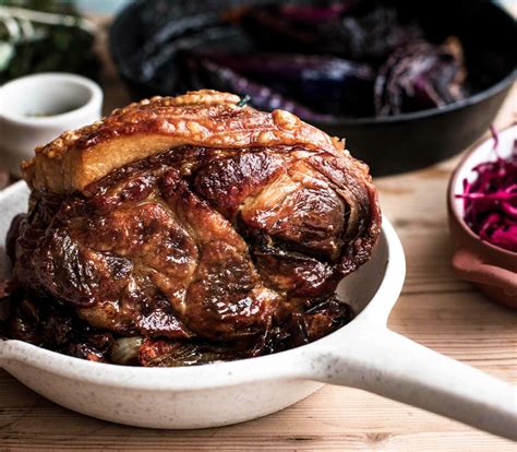 How To Cook Slow Roast Pork Shoulder, Roast Red Cabbage & Green Sauce ...