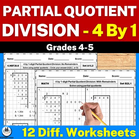 4 Digit by 1 Partial Quotients Division Grade 4 Worksheets - ExperTuition