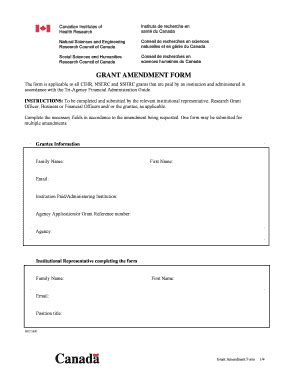 Canadian Grant Amendment Form - Blank Fillable Template | Fill Out ...