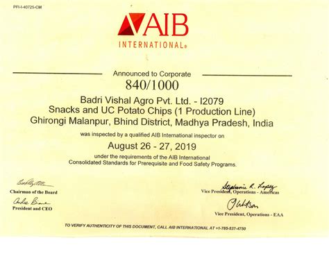 Certificate | Badri Namkeen