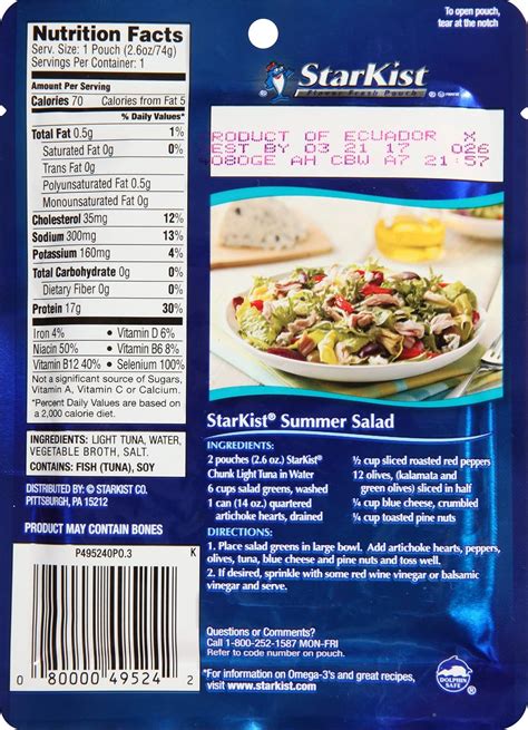 Starkist Albacore Tuna Nutritional Information | Besto Blog