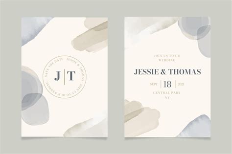 Abstract watercolor wedding invitation template | Free Vector