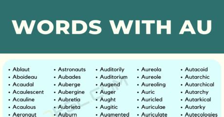 A Huge List of 1136 Words with AU in English • 7ESL
