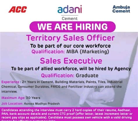 ACC Ambuja Cement Walk-in Interview 2025