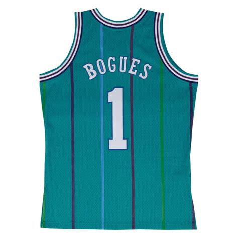 Mitchell & Ness Charlotte Hornets #1 Muggsy Bogues Swingman Jersey teal ...