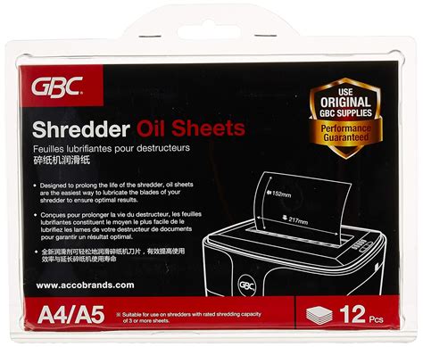 GBC Shredder Oil Sheets A5 (Pack of 12) : Amazon.in: Office Products