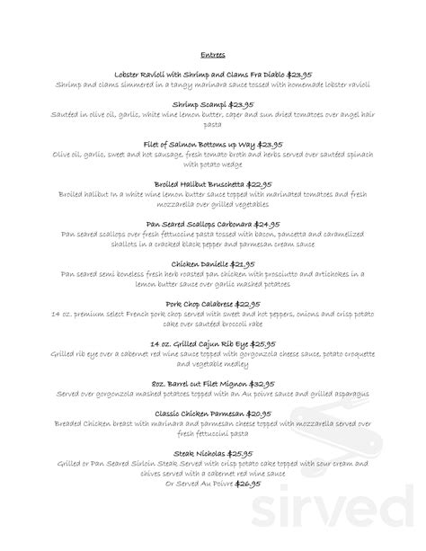 Bottoms Up Restaurant and Pub menu in Slate Hill, New York, USA