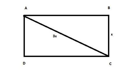 the diagonal of a rectangle is thrice its smaller side . Find its ratio ...