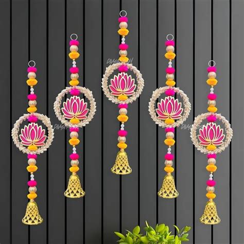 Divyakosh Lotus Hanging 6 Pcs 16 INCH| Floral Wall Hangings, Temple ...
