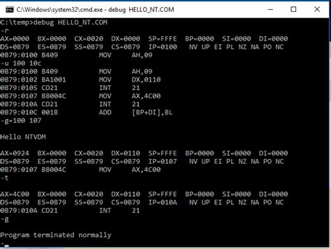 Image result for Windows 1.0 Debug Command