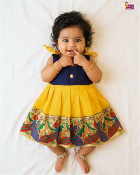 Newborn Pattu Frock Peacock Border | Banarasi Silk – Prince N Princess