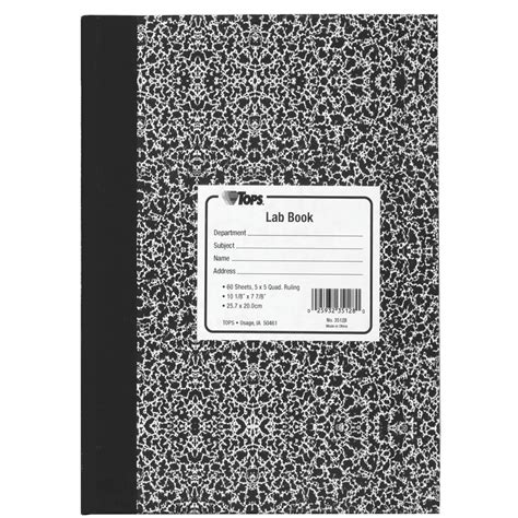 TOPS Lab Notebook, 10 x 7 3/8 Inches, Hard Marble Cover, Quadrille ...