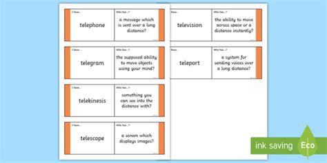Prefix tele- Loop Cards (teacher made)