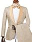 Men's Wedding Prom Suits Black Champagne Jacquard Floral Tailored Fit 2 ...