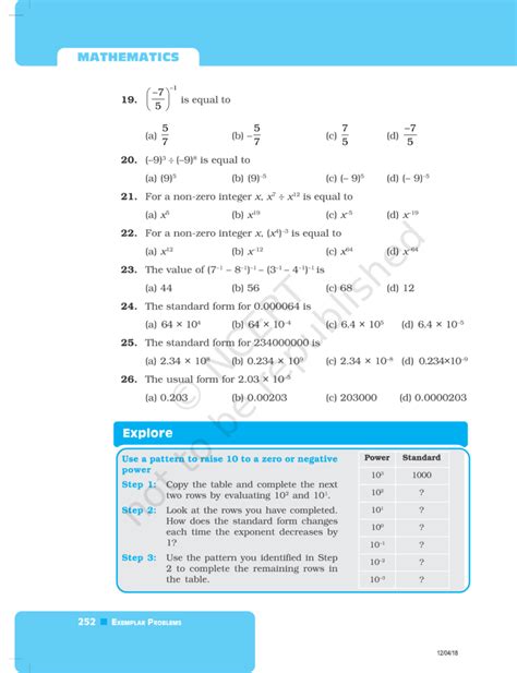 NCERT Exemplar Class 8 Maths Chapter 8 Exponents and Powers