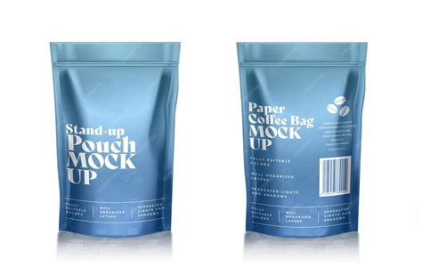 Stand up pouch bag mockup for coffee bag packaging psd template ...