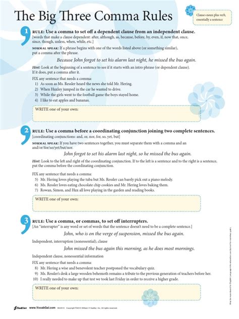 Image result for 3 Basic Comma Rules