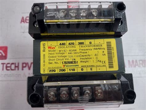 Woonyoung Wy42-40aw Single-phase Isolation Transformer, 40va 440v/220v ...