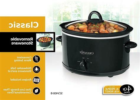 Crock-Pot 4 Quart Manual Slow Cooker, Black, Dishwasher