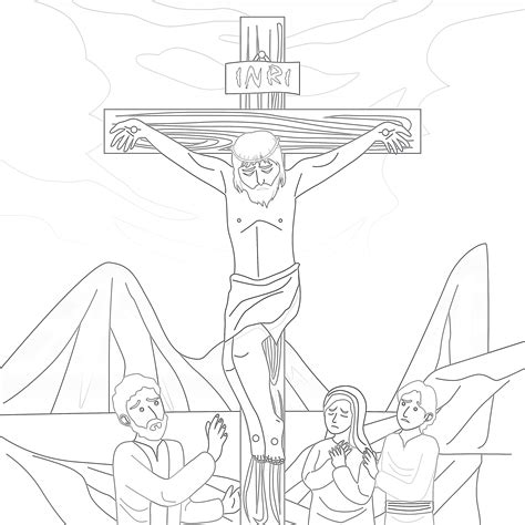 Printable Jesus Died On The Cross Coloring Page - Mimi Panda