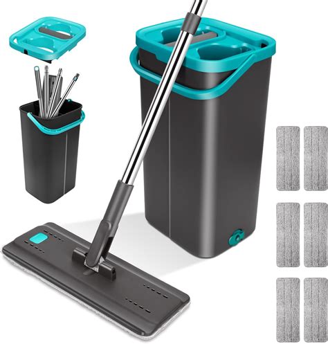 TOPESCT Flat Mop and Buckets Sets for Cleaning Floors - Hands Free ...