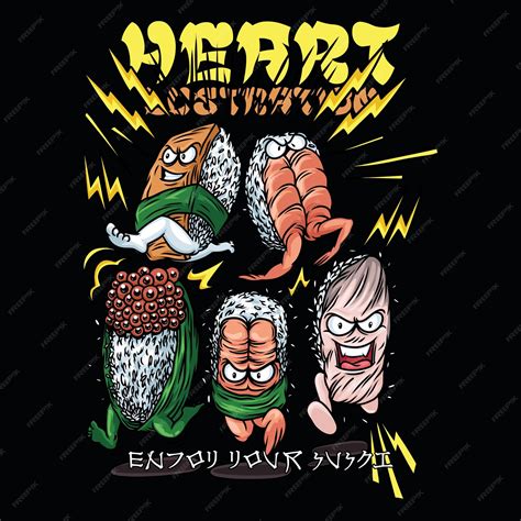 Premium Vector | Sushi attack with text