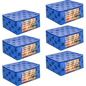 PrettyKrafts Pack of 6 Non Woven Large Flower Prints Saree Cover ...