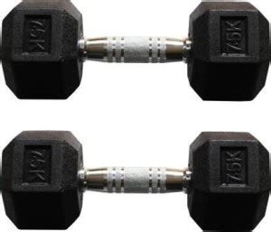vnh Pair of 7.5Kg ( X 2) Hexa Rubber Coated Fixed Weight Dumbbell - Buy ...