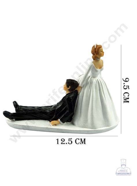 Cake Decor Bride Dragging Groom Wedding Couple Cake Topper For Cake De ...