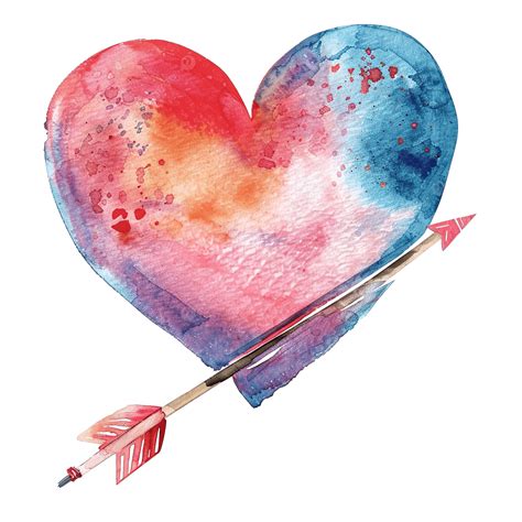 Free Vector Watercolor Arrow Through Heart, Arrow Through Heart, Love ...
