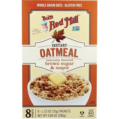 Bob's Red Mill Gluten-Free Instant Oatmeal Packets, Brown Sugar & Maple, 8 Packets, Non-GMO ...
