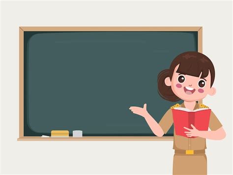 Teacher in classroom pointing to chalkboard | Free Vector