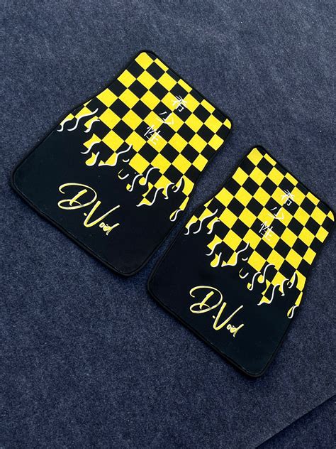 Premium Yellow JDM Checkered Car Mats – D.VOID