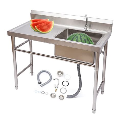 Buy Free Standing Kitchen Sinks, Commercial Stainless Steel Single Sink ...