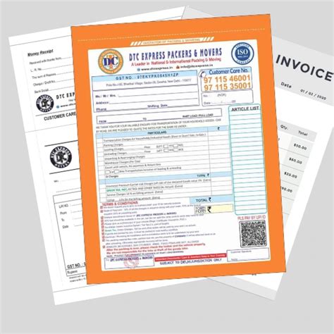 Packers and Movers Bill For Claim, Original GST Bill