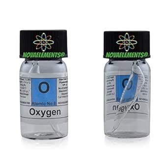 Oxygen + 99% Gas Element 8 O, in Mini ampoule and Glass Vial with Label ...
