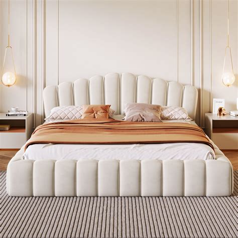 Merax Velvet Bed Frame with Shell-Shaped Headboard in 2025 | Bed frame ...