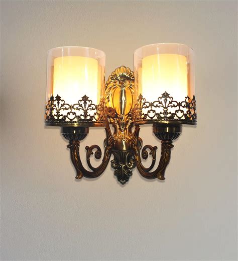 Shree Kala Home Decor Double Arm Brown Metal Wall Light | Decorative ...
