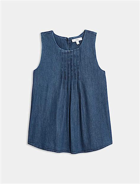 Buy Pure Cotton Denim Pintuck Cami at Marks & Spencer