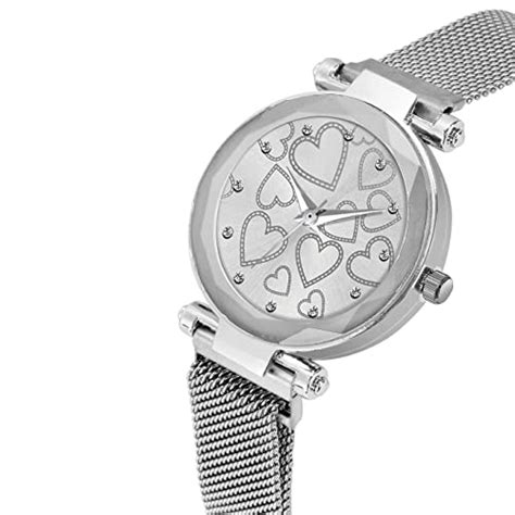 Buy Red Robin Alluring Analogue Silver Dial Silver Magnet Strap Premium ...