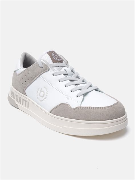 Franc White & Beige Suede Sneakers – bugatti Shoes India