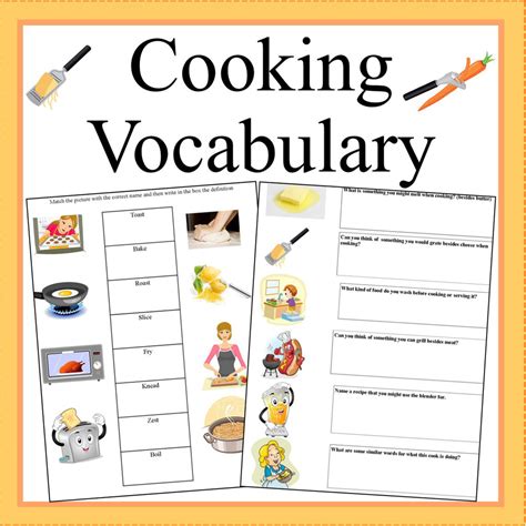 Image result for Basic Cooking Terms Worksheet