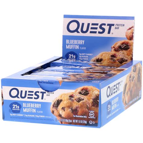 Quest Nutrition, Protein Bar, Blueberry Muffin, 12 Bars, 2.12 oz (60 g ...