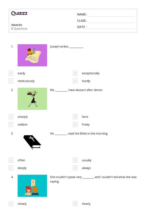 50+ Adverbs worksheets for 7th Class on Quizizz | Free & Printable