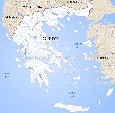 Physical Map Of Europe Aegean Sea