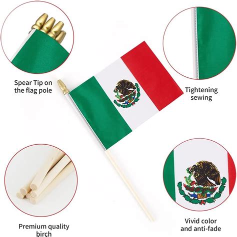 Buy Ckexin 25Pack Small Mexico Flag Handheld Mini Mexican Flag on Stick ...