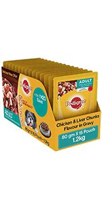 Pedigree Puppy Wet Dog Food, Chicken Chunks in Gravy, 30 Pouches (30 x ...