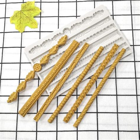 UG LAND INDIA 6 Cavity Rope Strip Cake Lace Silicone Fondant Chocolate ...
